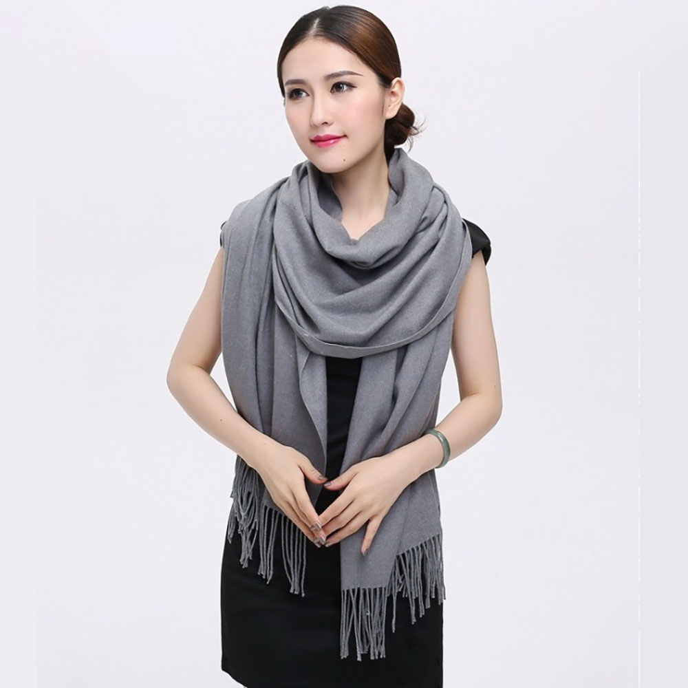 Khăn quàng cổ dạ len trơn Cashmere choàng cổ mềm mịn giữ ấm mùa đông Unisex nam nữ