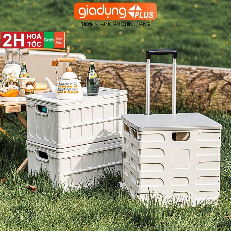 Hộp đựng đồ dã ngoại gấp gọn có tay xách &amp; nắp đậy kín (nắp gỗ, nắp nhựa) phong cách Nhật Bản