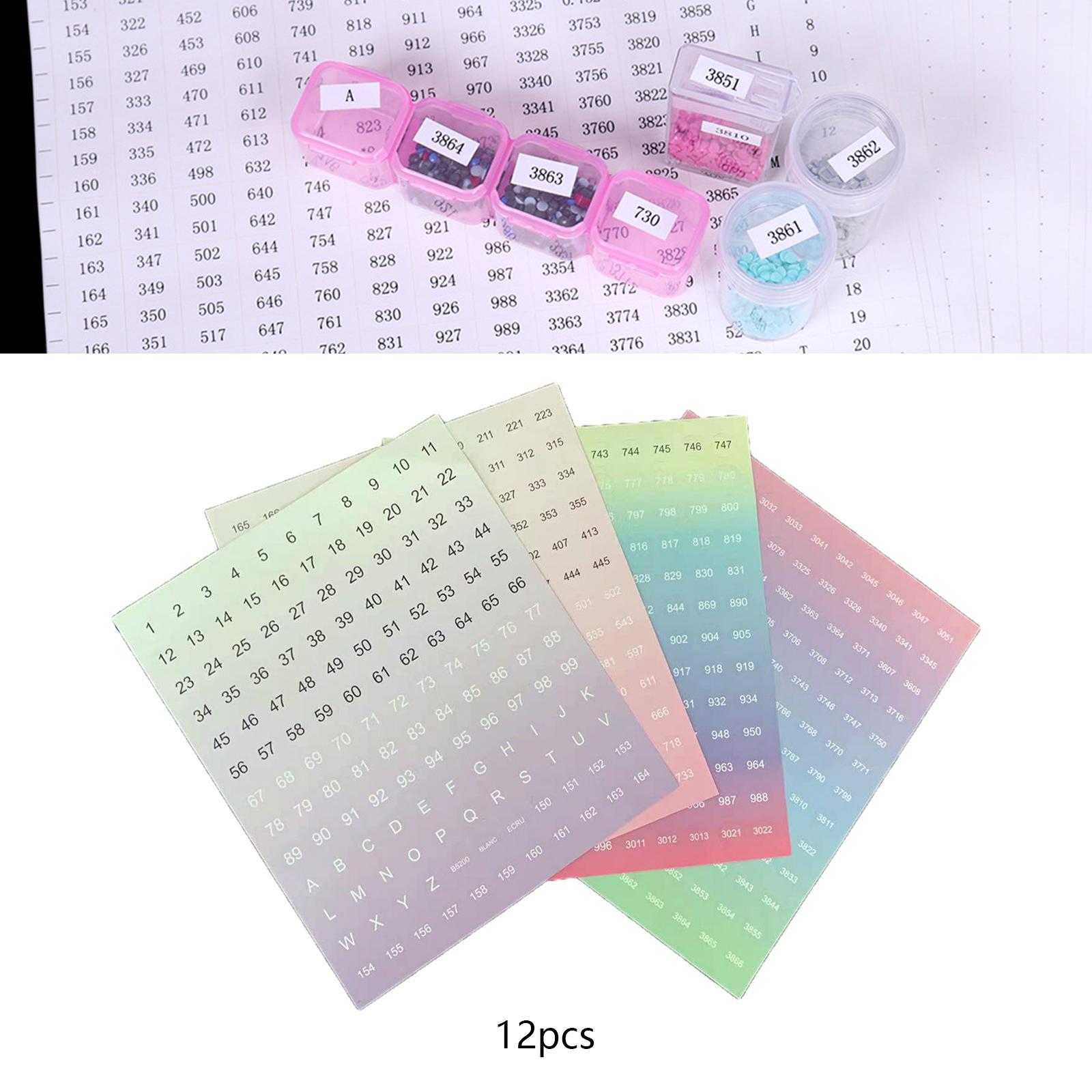 12 Sheet Color Number Stickers Labels for Accessory Storage Box for Adults Kids