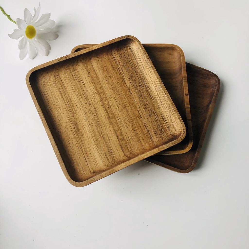 Đĩa Gỗ Mini Vuông 13.5 cm, Đĩa Đựng Hoa Quả, Bánh Ngọt, Đồ Tráng Miệng, Phụ Kiện Bàn Tiệc, Chụp Ảnh Trang Trí Dễ Thương