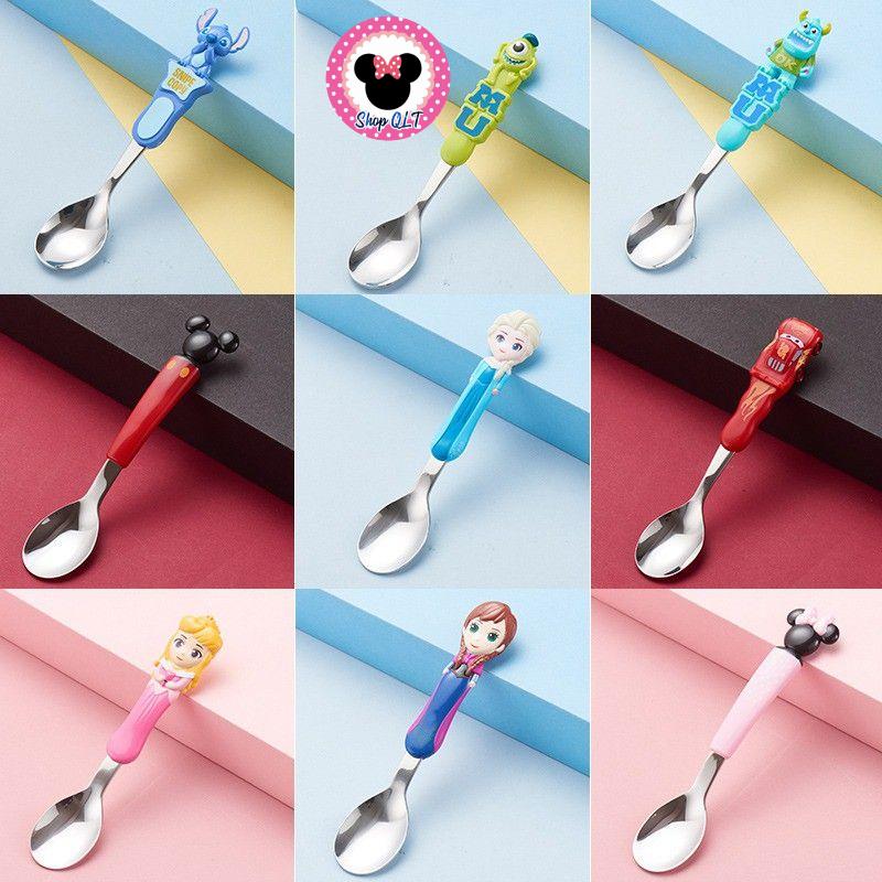 Bộ Thìa + Dĩa siêu xinh cho bé hàng DlSNEY , hình nổi 3D siêu đẹp , inox 304 an toàn cho bé
