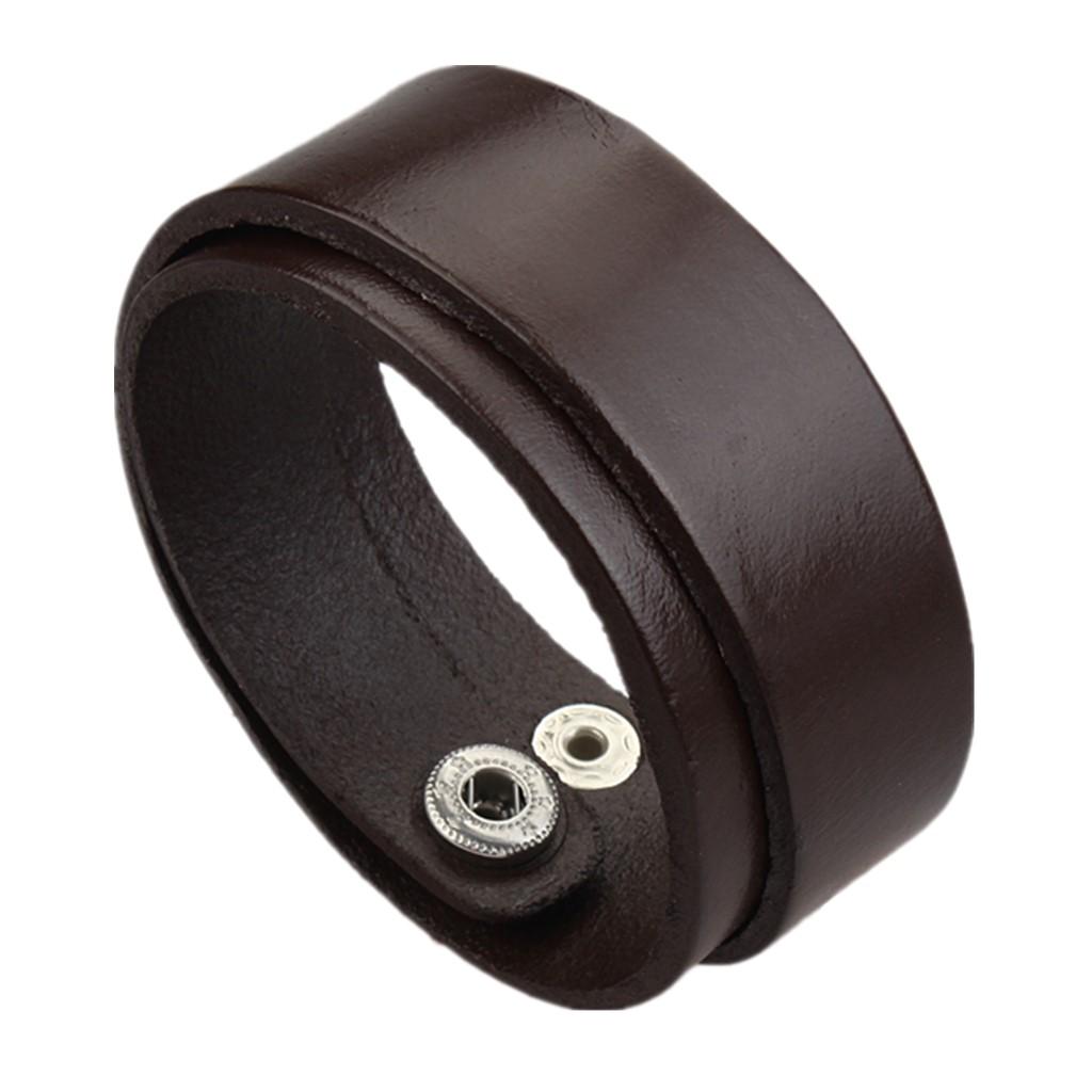 Novelty Creative PU Leather Double Circle Double Buckles Bracelet Black