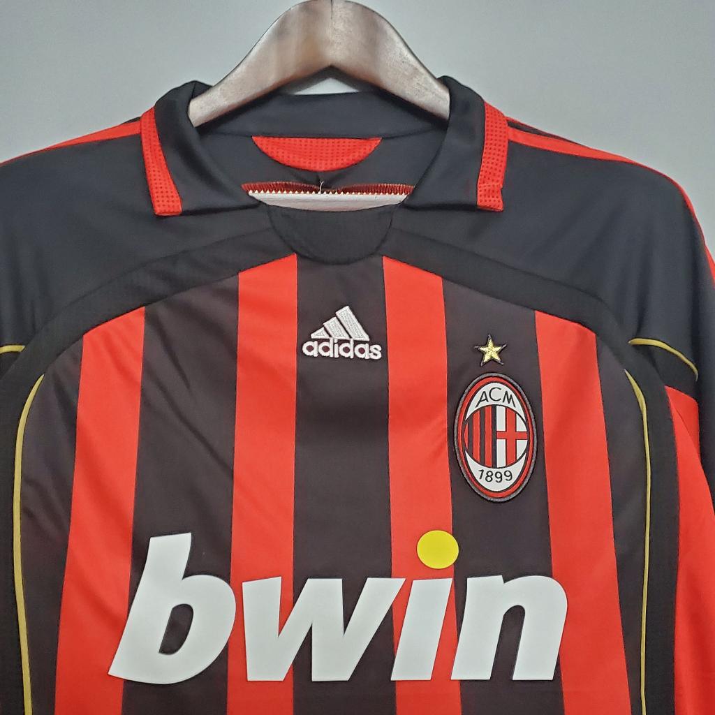 Áo Bóng Đá Retro AC Milan 2006 - Sân Nhà In Tên Maldini Số 3 bản cao cấp vải Cotton Polyester