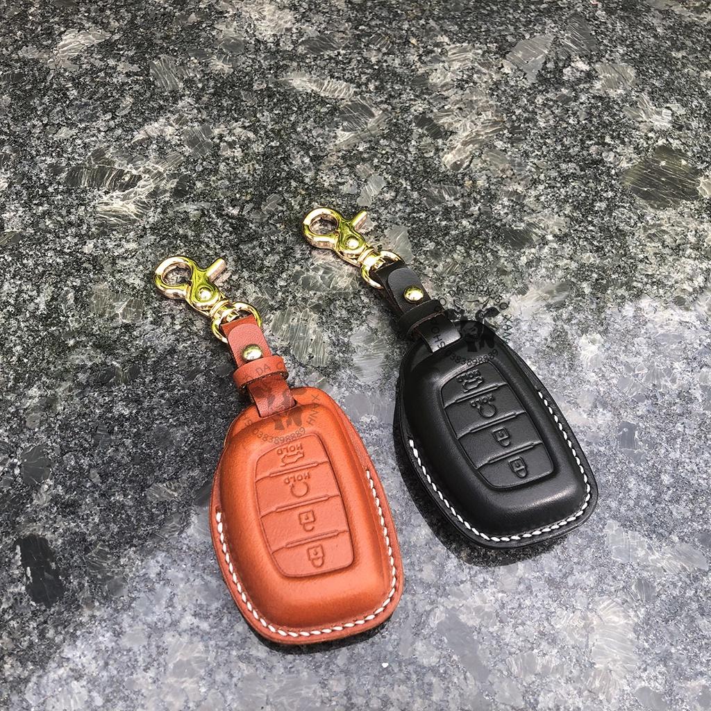 Bao da dành cho Chìa Khoá Ép Phom Hyundai Stargazer, Creta 2022 allnew 4 nút Handmade Da Thật 008e