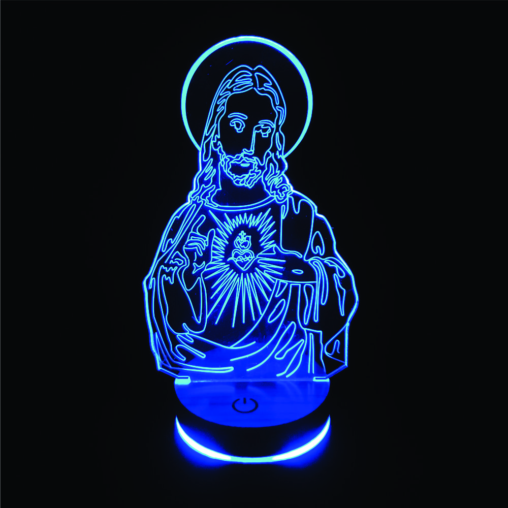 Chúa Jesu, Đèn 3D led, Đèn ngủ thay đổi 16 màu