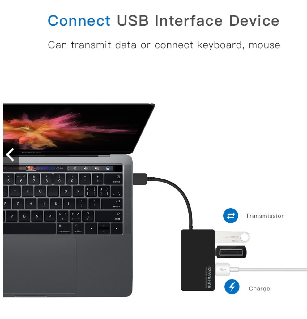 Hub USB 3.0 Tốc Độ Cao , Bộ Chuyển Đổi Chia 4 Cổng USB Cho PC, Máy Tính Xách Tay