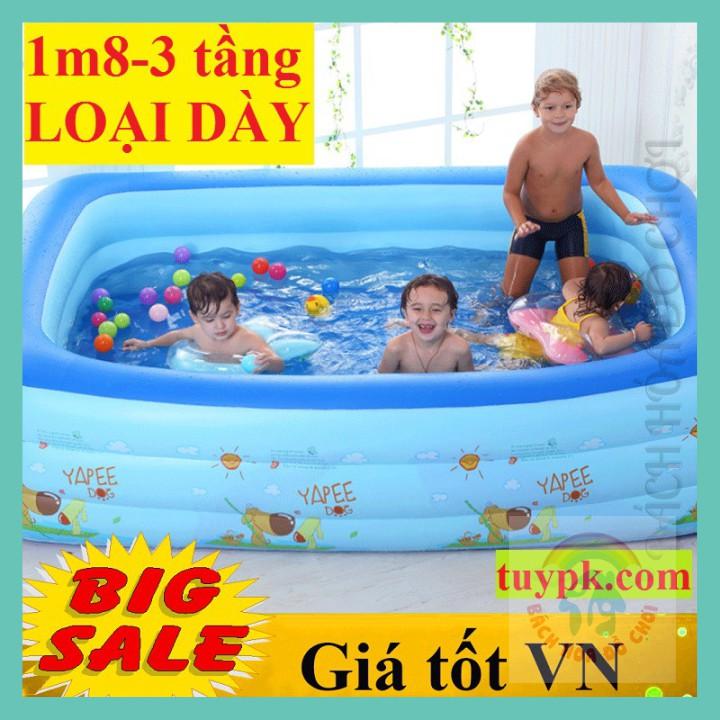 Bể bơi cho bé SIÊU DÀY Bể bơi 1m8 3 TẦNG- TẶNG BỘ VÁ PHAO