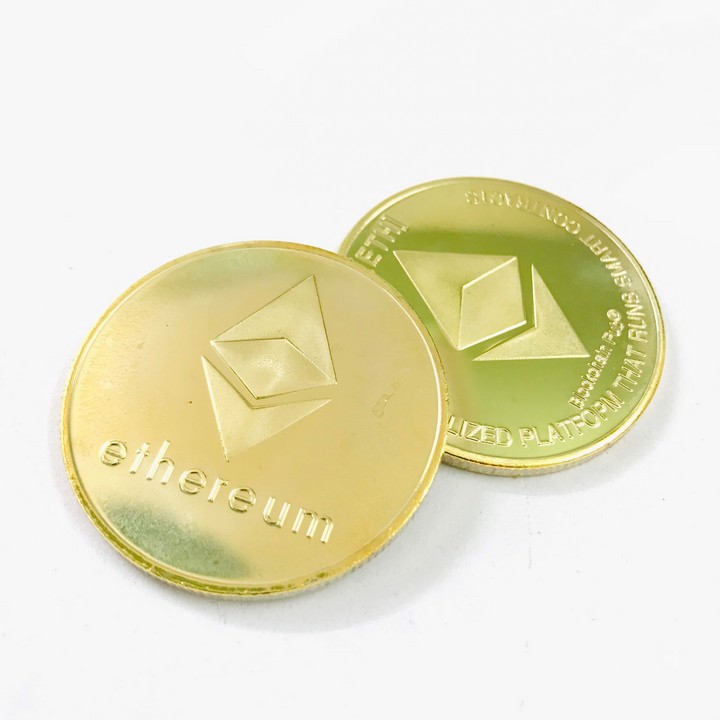 Xu kỷ niệm Ethereum Vàng Dùng để sưu tầm, giải trí trang trí bàn sách, bàn làm việc, làm quà tặng dễ thương ý nghĩa, kích thước 4cm, màu vàng - TMT Collection - SP005310