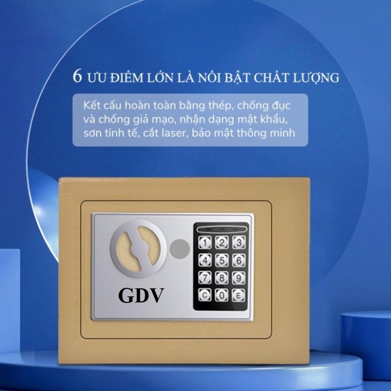 Két Sắt Mini GDV 17E Khoá Điện Tử Chống Cháy Có Khe Đút Tiền - Màu Ngẫu Nhiên - Hàng Chính Hãng