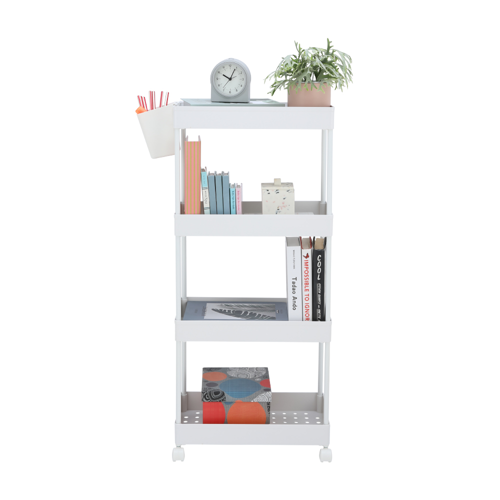Kệ đa năng 4 tầng SPEED CART khung thép kết hợp bánh xe di chuyển tiện lợi, mặt nhựa ABS trắng cao cấp kèm giỏ treo mini | Index Living Mall - Phân phối độc quyền tại Việt Nam