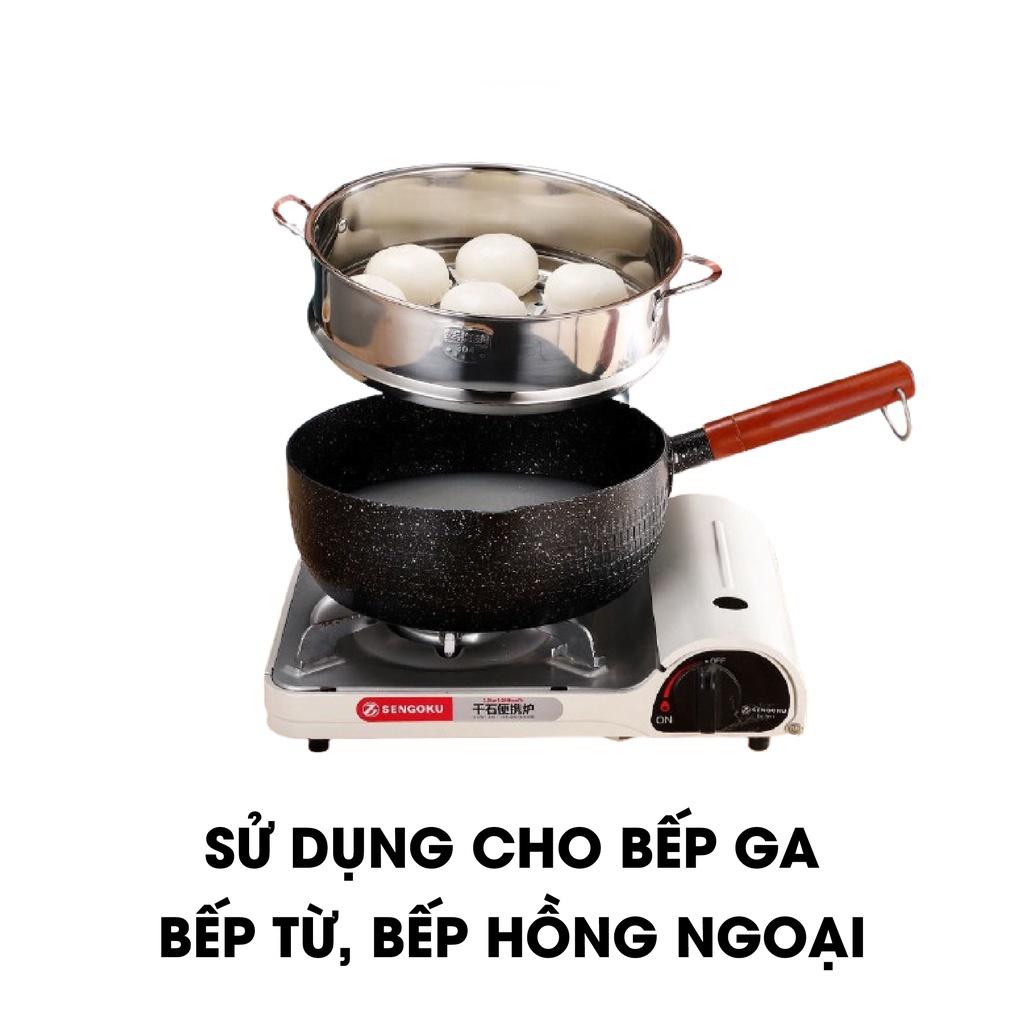 Chảo chống dính bếp từ sâu lòng vân đá tổ ong 18cm phủ ceramic nhiều màu sắc, dùng được cho mọi loại bếp, không kèm vung