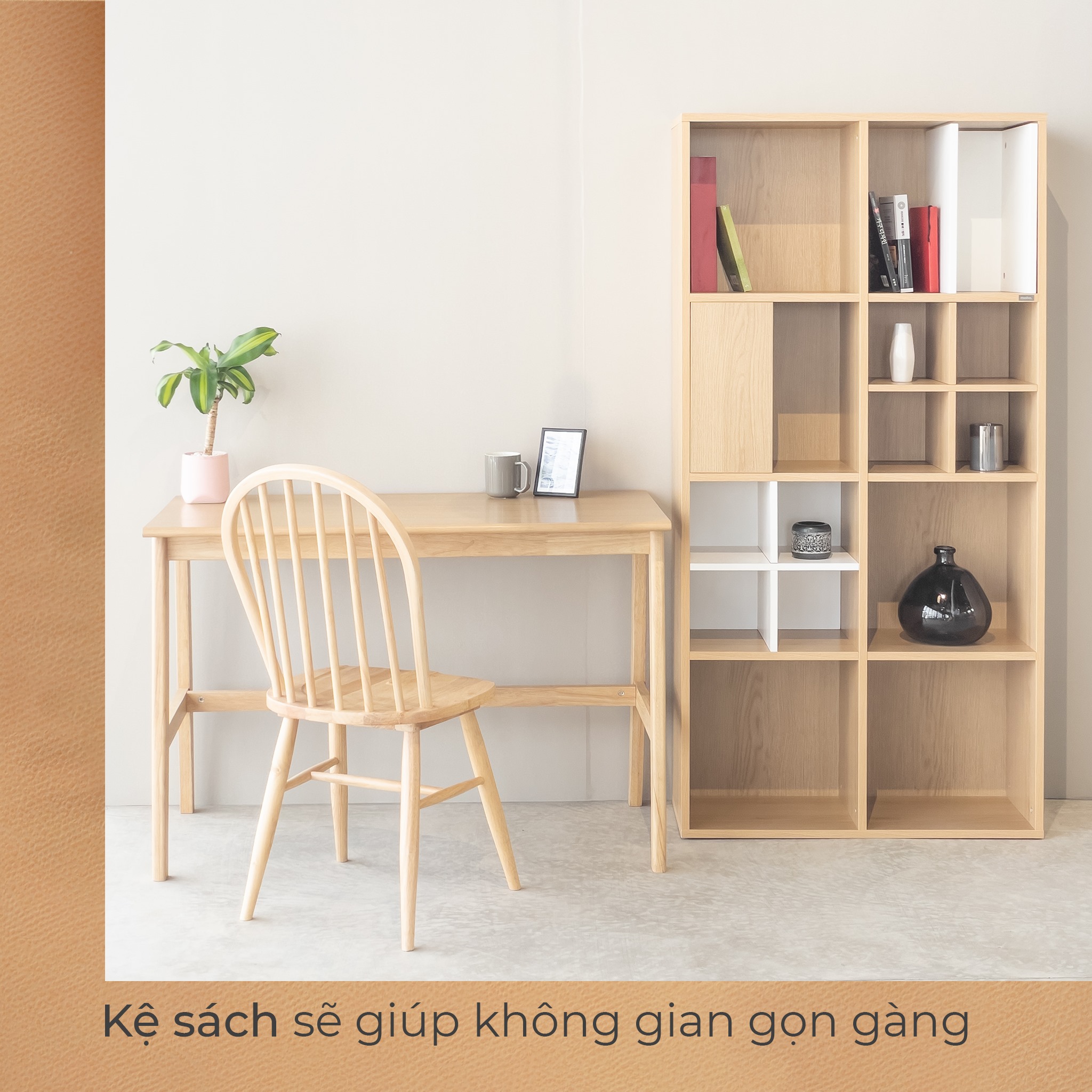 Bàn Làm Việc Gỗ Sồi MOHO VLINE 601 - Màu gỗ tự nhiên