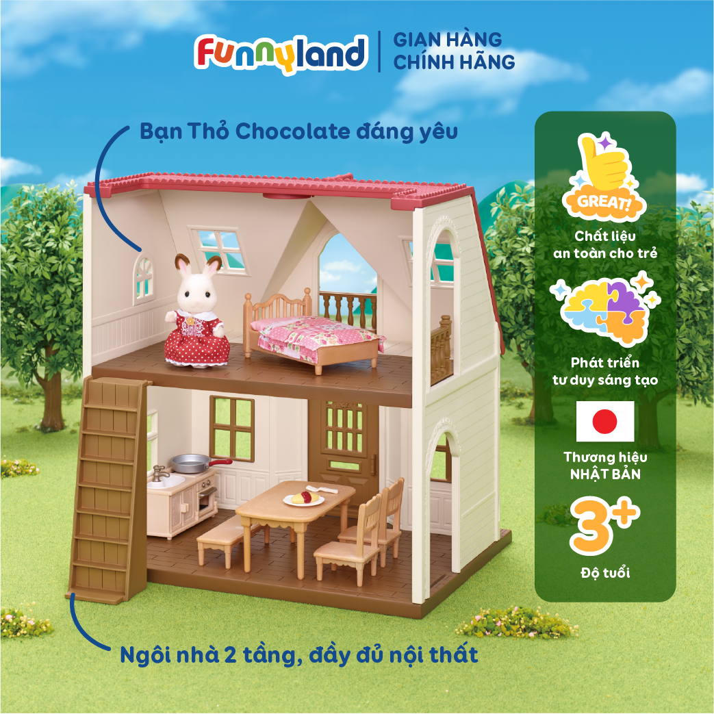 Đồ chơi nhập vai Nhà Thỏ Cosy Cottage Mái Ngói Đỏ Sylvanian Families