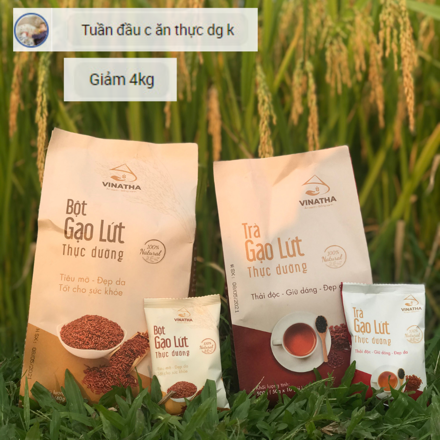 Combo 3 Set Bột Trà Gạo Lứt Thực Dưỡng Giảm Cân Vinatha