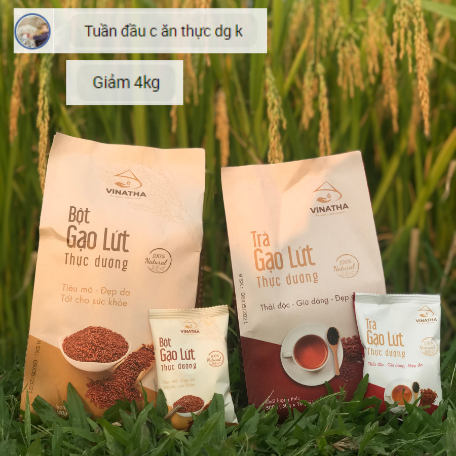 Combo Bột Gạo Lứt Thực Dưỡng Vinatha Và Trà Gạo Lứt Thực Dưỡng Vinatha , Tiêu Mỡ Thanh Lọc Cơ Thể