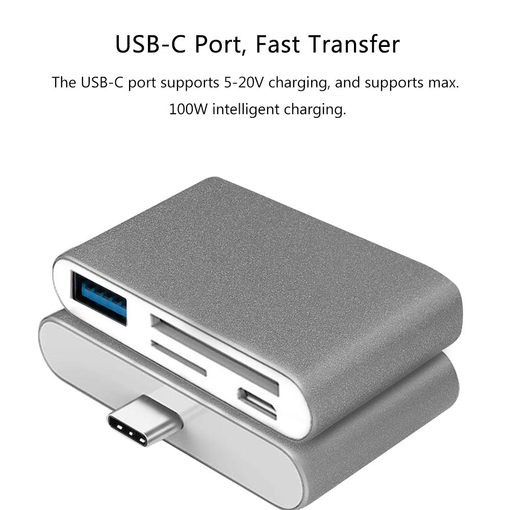 Bộ chuyển đổi  5 IN 1 HUB Type-C đa chức năng, Plug & Play cho điện thoại di động, Đĩa OTG USB 3.0 U có đầu đọc thẻ TF, SD