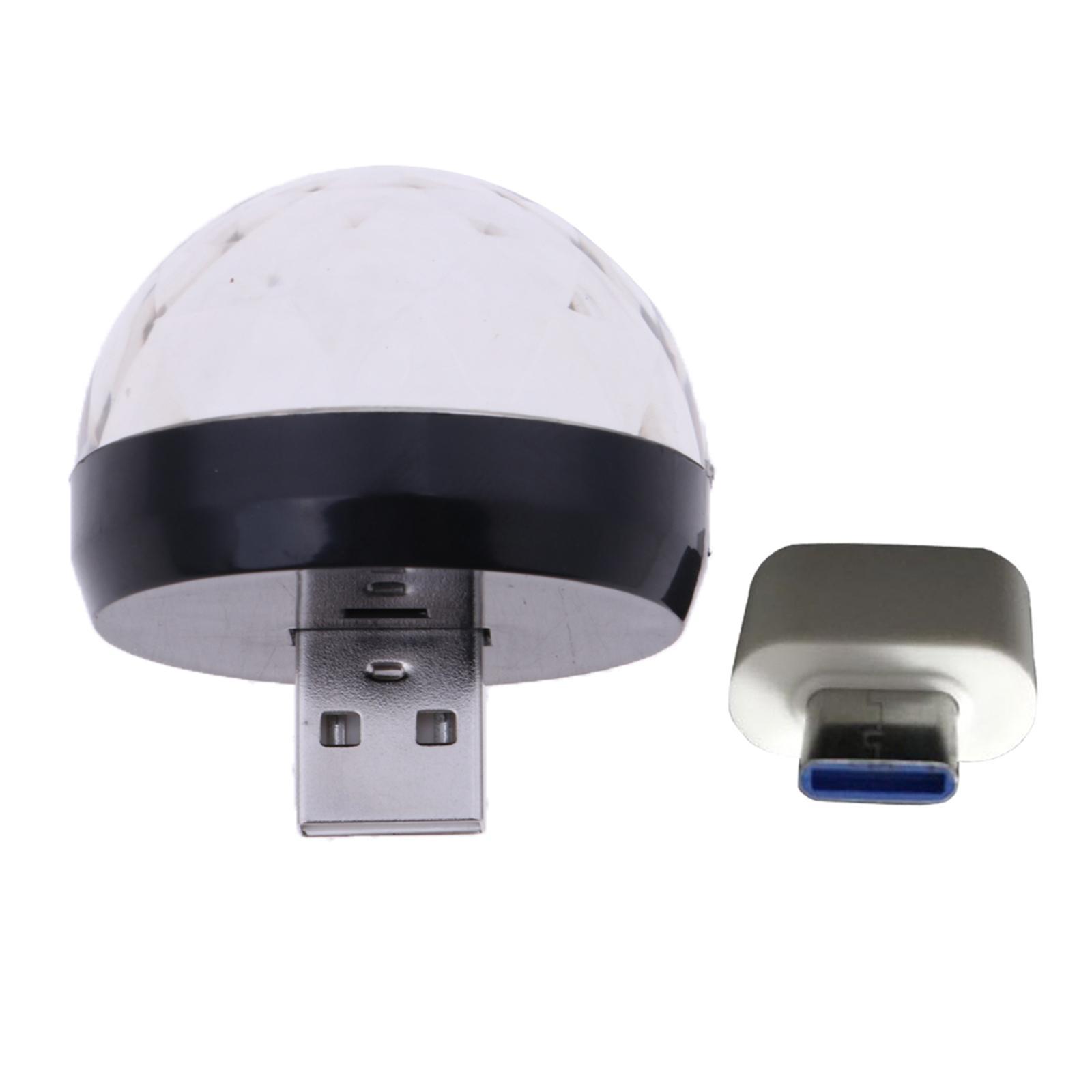 2X Mini USB Stage  Voice Control Magic Ball Lamp RGB LED Bulb Black