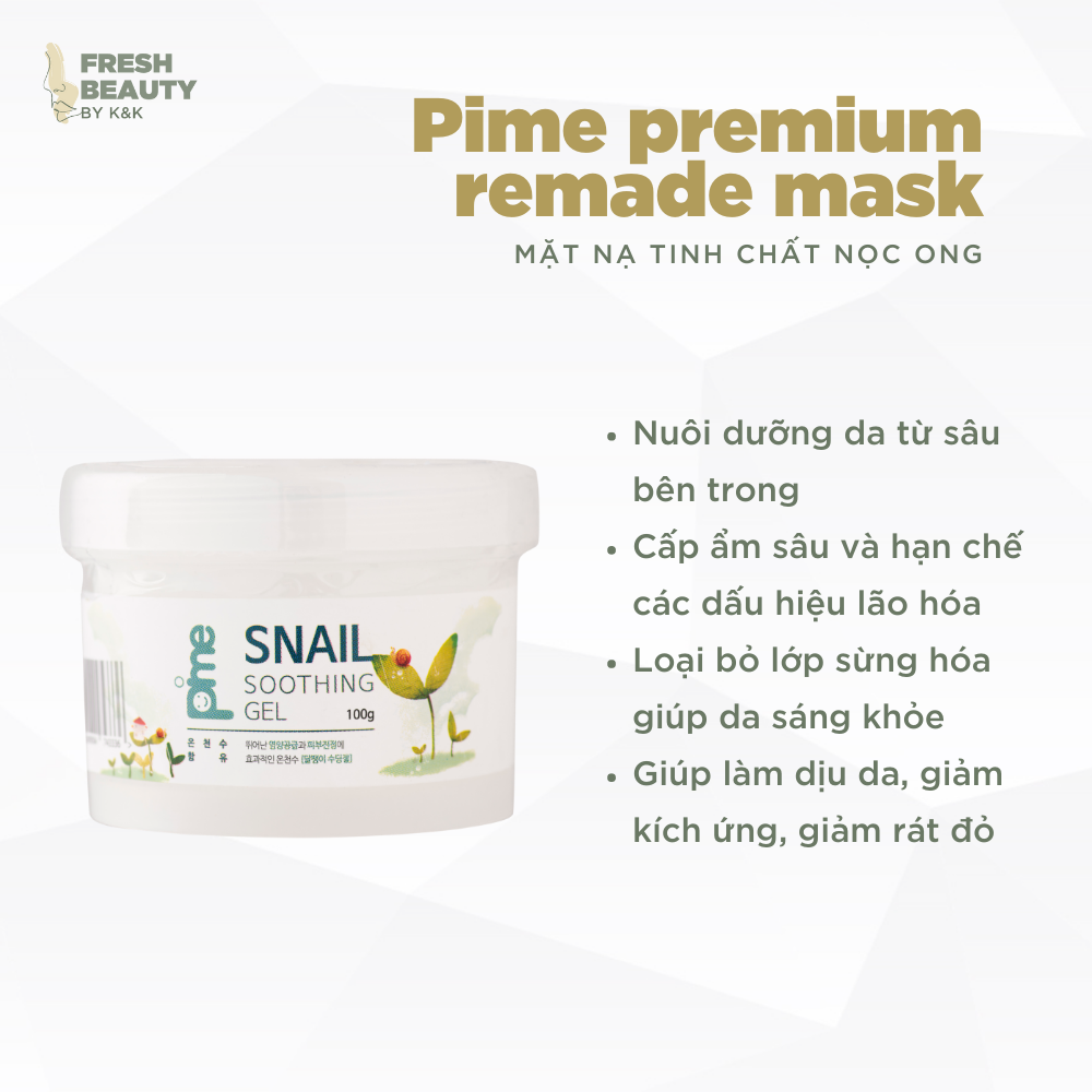 Mặt nạ ngủ Pime Snail Soothing Gel cấp ẩm sâu, hạn chế lão hóa, dịu da rát đỏ, tẩy lớp sừng hóa 100g