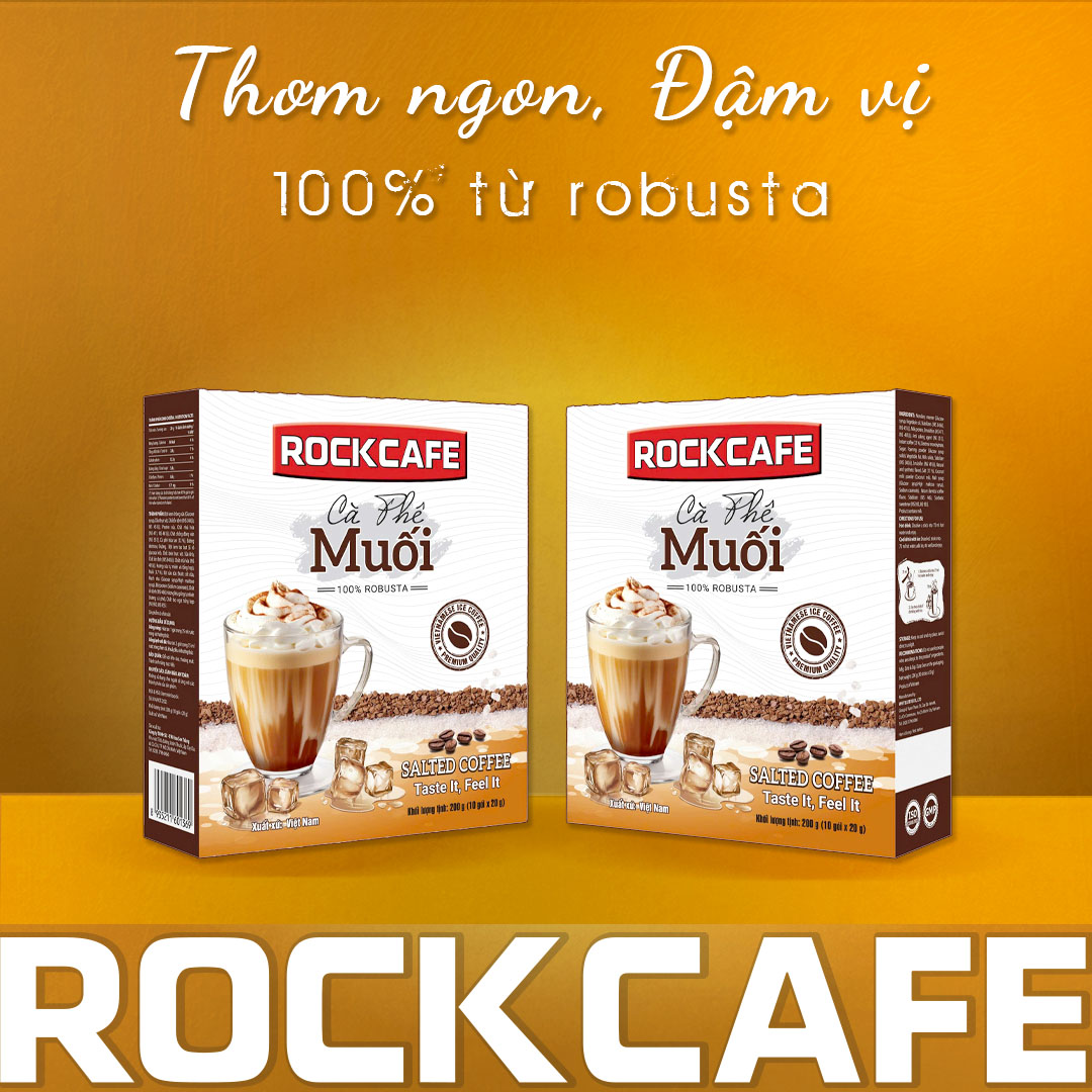Cà Phê Muối Hòa Tan, RockCafe, Cà Phê Muối Robusta 10 gói/hộp