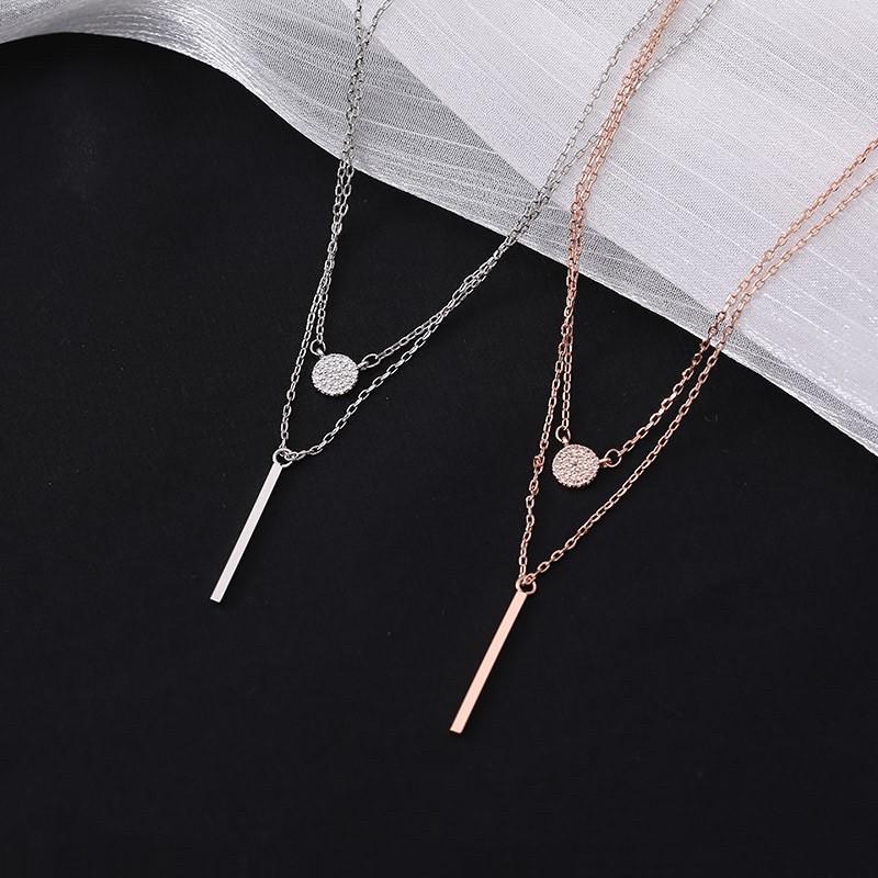 Dây chuyền tròn đá layer 2 lớp