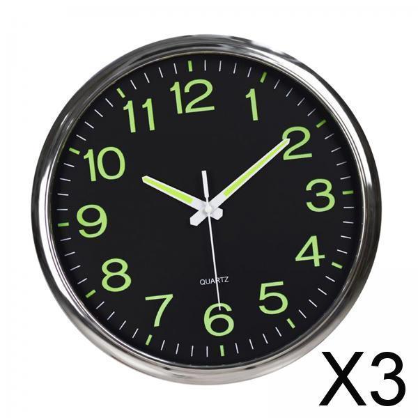 3x12'' Modern Luminous Large Quartz Wall Clock Glow In The Dark Bedroom Office