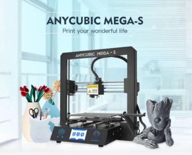 Máy in 3D Anycubic Mega S Bộ khung thép nguyên khối bền bỉ hơn in chính xác hơn, hàng chính hãng