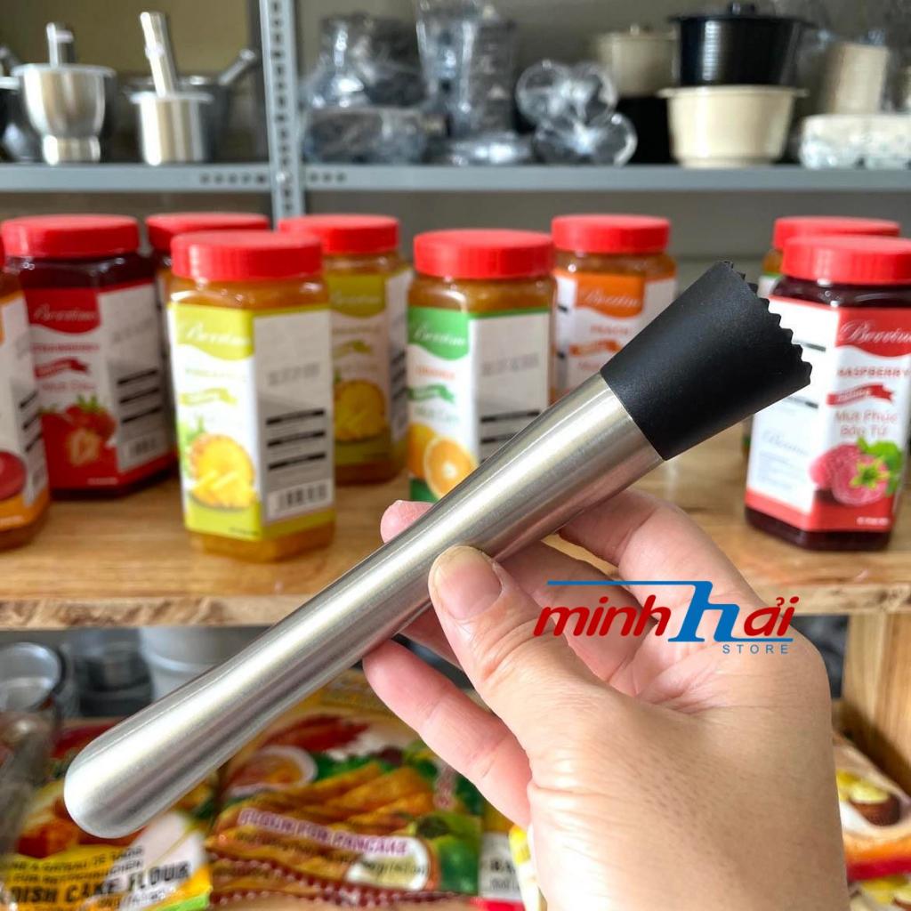 Chày Dầm Hoa Quả - Cán Inox + dầu chày bằng nhựa - Dụng Cụ Pha Chế Quầy Bar