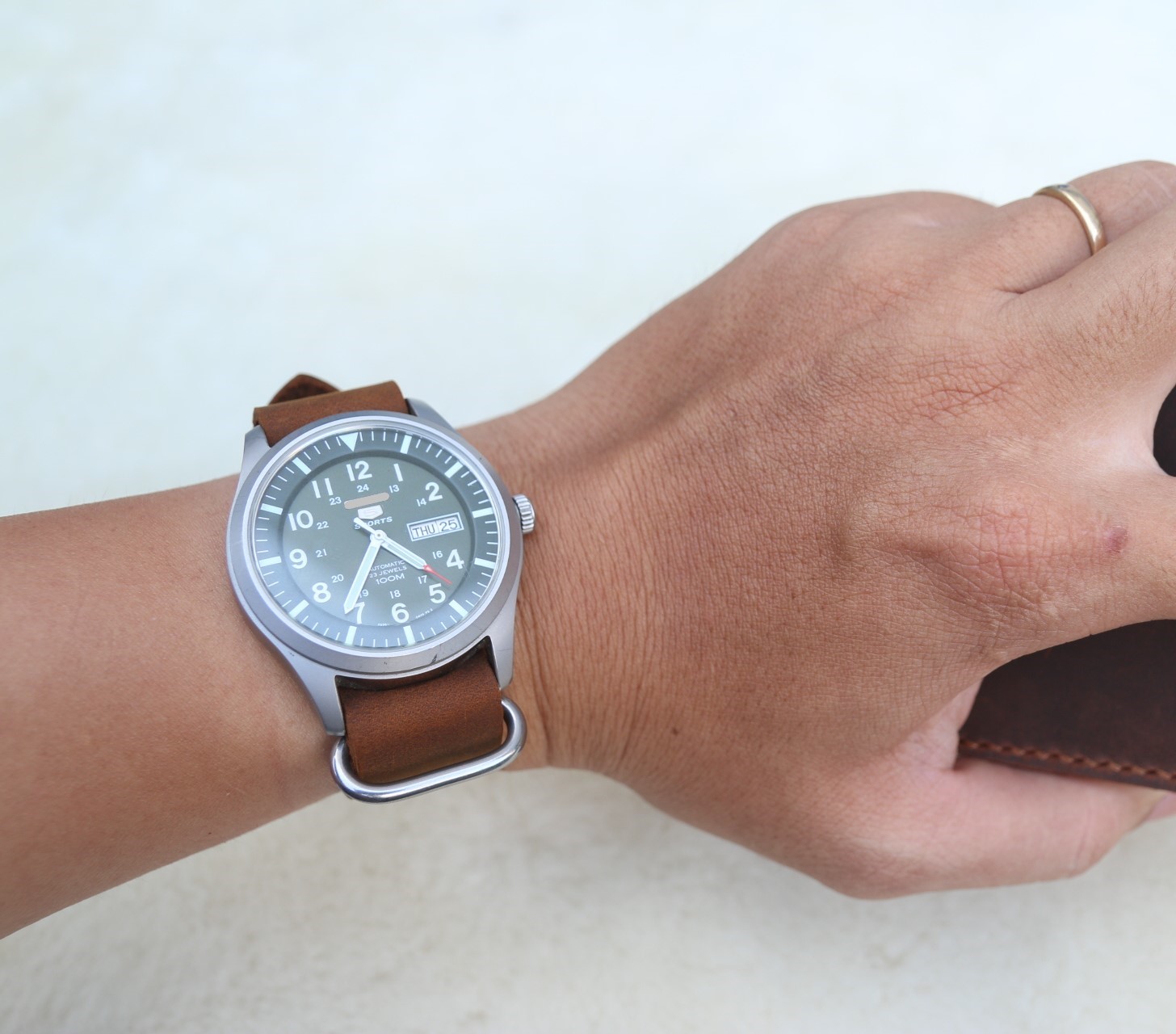 Dây đồng hồ NATO da sáp ngựa handmade
