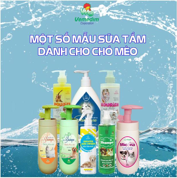 Vemedim Shampo thảo mộc sữa tắm chó mèo dưỡng chất thiên nhiên giúp lông bóng mượt, chống xơ rối, chai 300ml