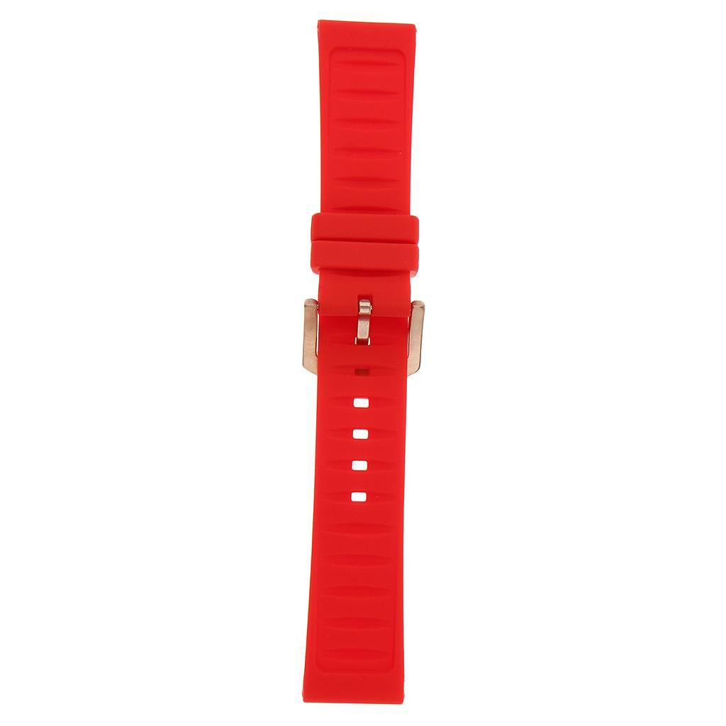 Waterproof Red Rubber Wristband Watch Band Strap Replacement 19mm-24mm 19mm