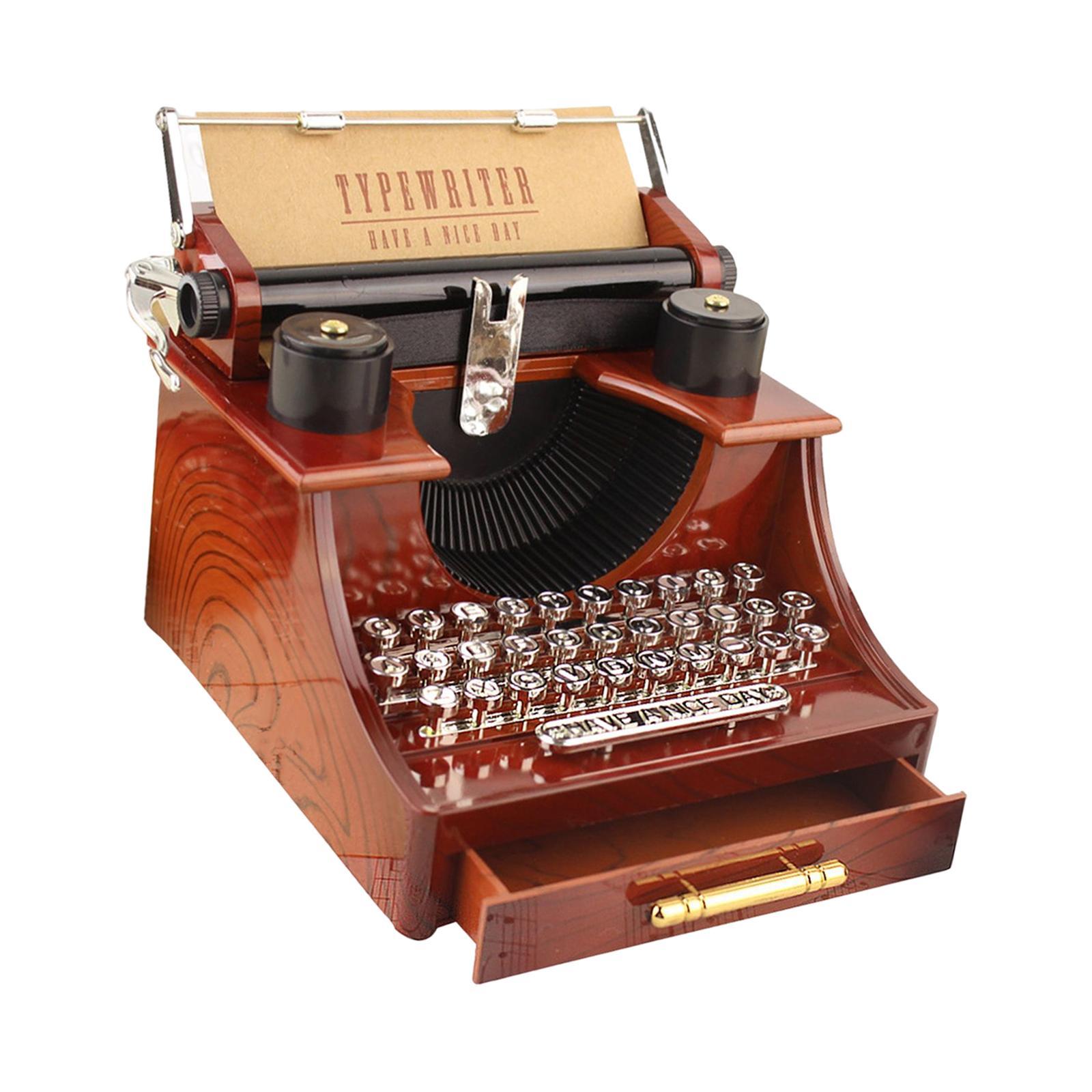 Clockwork Music Box Vintage music box Jewelry Box Vintage Antique Nostalgic Mechanical Desktop Elegant Typewriter Music Box for Party Birthday