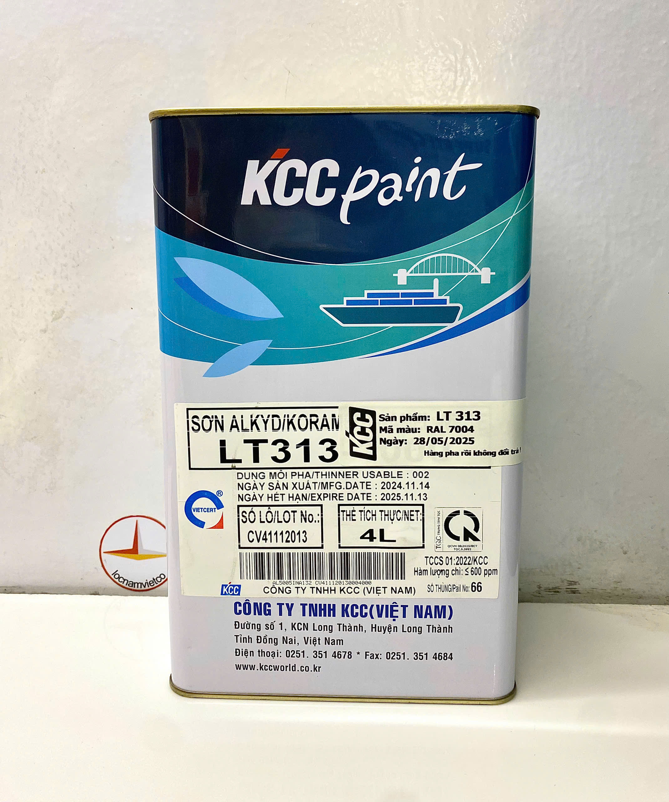 Sơn Alkyd KCC LT313 Base A màu xám RAL 7004 _4L