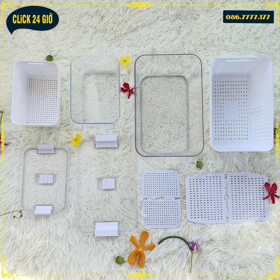 Bộ 2 Hộp Đựng Thực Phẩm - Có Khay Ráo Nước