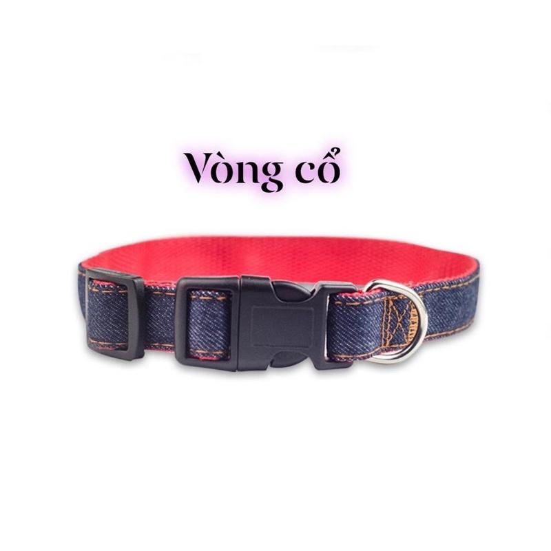 (Có Size To) BỘ DÂY DẮT - VÒNG CỔ DÂY ĐEO LƯNG NGỰC DEMIN CHO THÚ CƯNG CAO CẤP