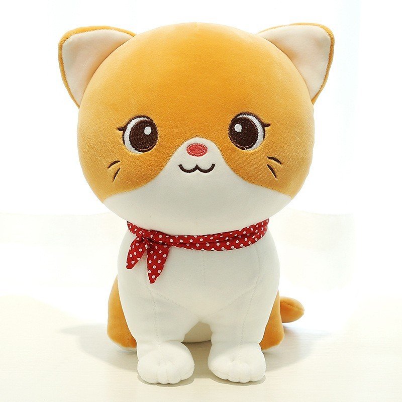 Gấu bông mèo đeo khăn dễ thương siêu mềm mịn (25cm) mẫu mới siêu hot, vải miniso 4 chiều êm ái mát mịn, hàng xịn cao cấp loại 1 an toàn cho trẻ nhỏ