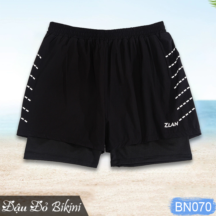 Quần bơi 2 lớp big size cho nam giới, mẫu rộng rãi chống lộ, thoáng khí nhanh khô, co giãn đàn hồi cao, có size rất lớn đến 200kg, thiết kế thời trang nam tính | BN070