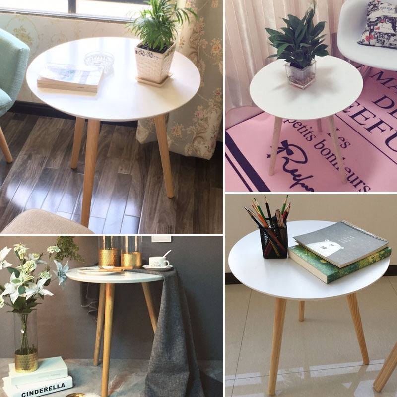 Bàn trà, bàn sofa tròn trắng 40x50, bàn cafe phòng khách, bàn coffee, bàn gỗ cà phê