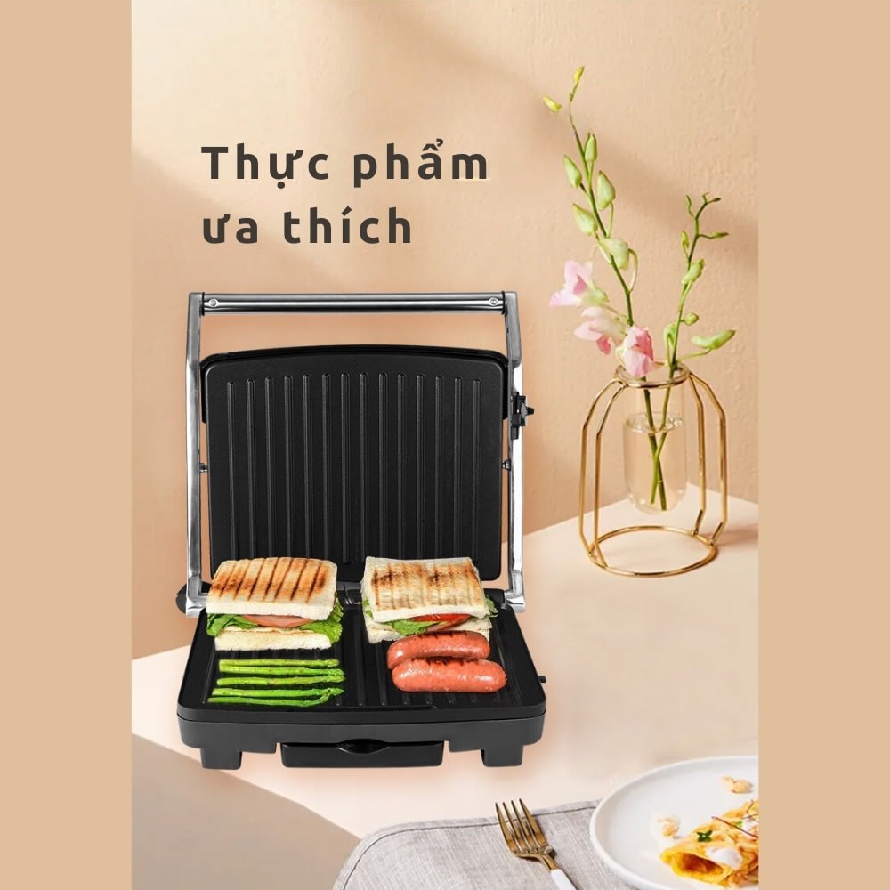 Máy kẹp nướng bánh mì ép bánh sandwich SOKANY SK-210 rán trứng, nướng thịt CHỐNG DÍNH đa năng - HÀNG CHÍNH HÃNG - DELIYA