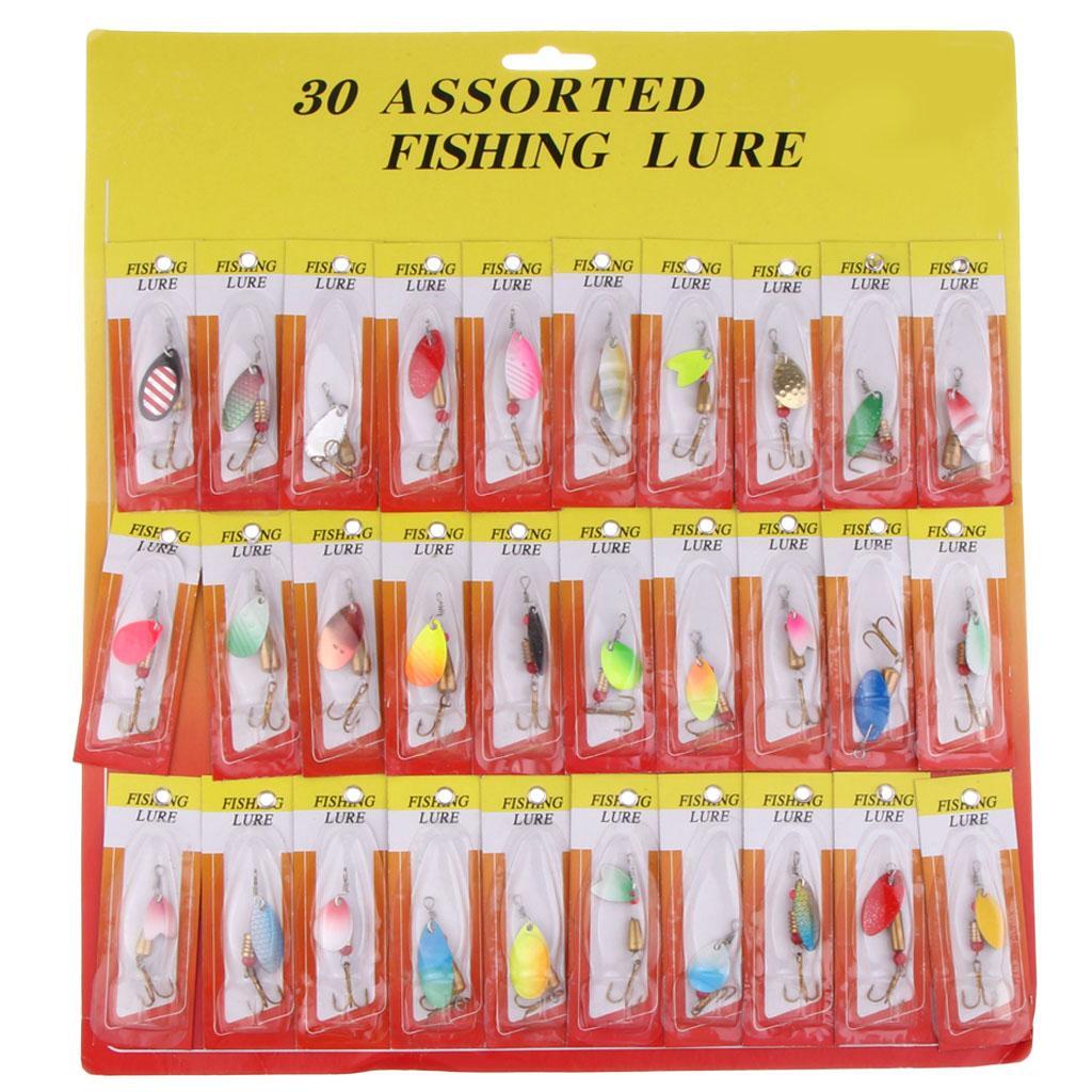 30pcs Colorful Metal Spinners Baits Bass Crankbaits Spoon Fishing Lures