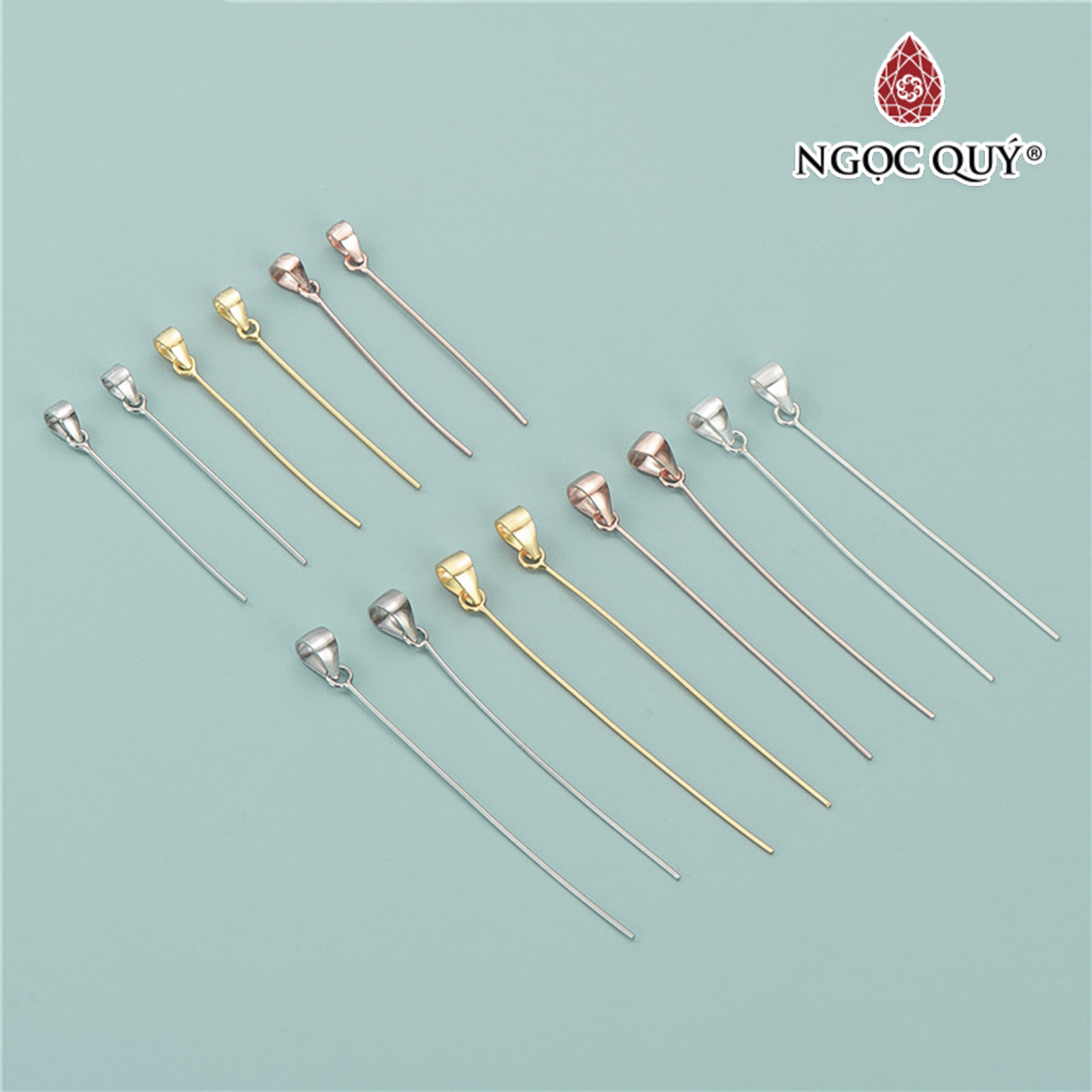 Charm bạc móc khoen dài móc mặt dây chuyền - Ngọc Quý Gemstones