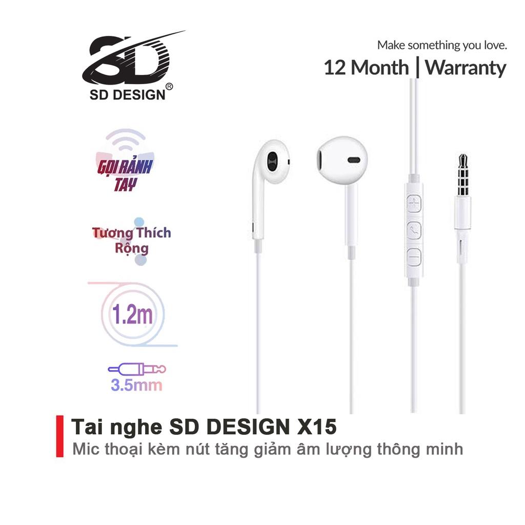 Tai nghe nhét tai SD X15 và H6 dùng cho các dòng điện thoại jack 3.5mm,có mic bảo hành 1 đổi 1