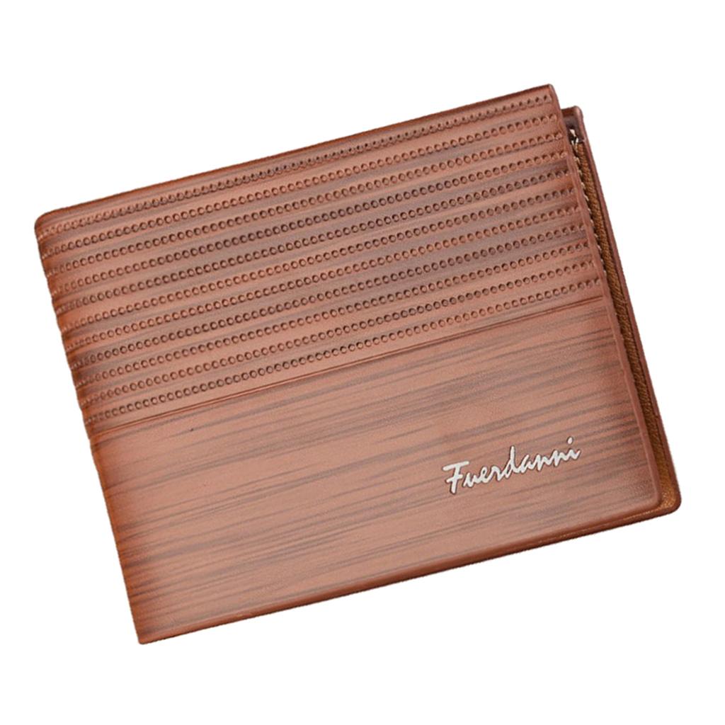 Leather Men Women Wallet Bifold Credit Card Holder Light Coffee