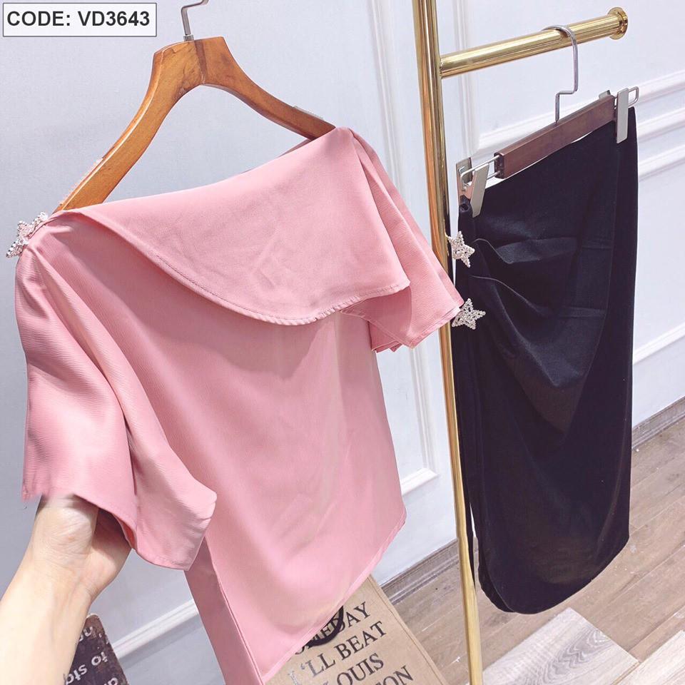 Đầm công sở Set Áo Hồng Phối Chân Váy Body Đẹp