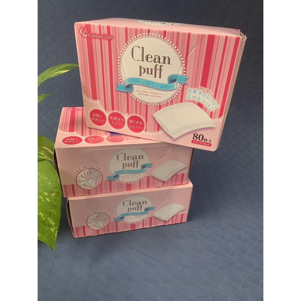 Bông tẩy trang Clean Puff Nhật Bản (hộp 80 miếng)