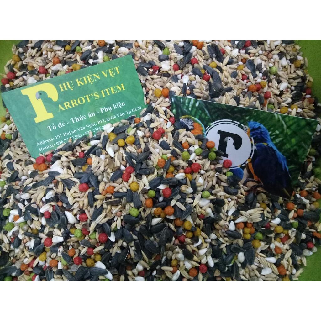 1KG HẠT TRỘN KÈM HẠT TRÁI CÂY CHO VẸT NHỎ NHƯ LOVE BIRD, COCKATEIL, GREEN CHECK
