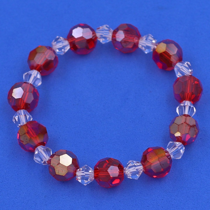 Vòng tay pha lê đỏ giác 10 ly pha lê giác trắng CTFLOGFLGTR10