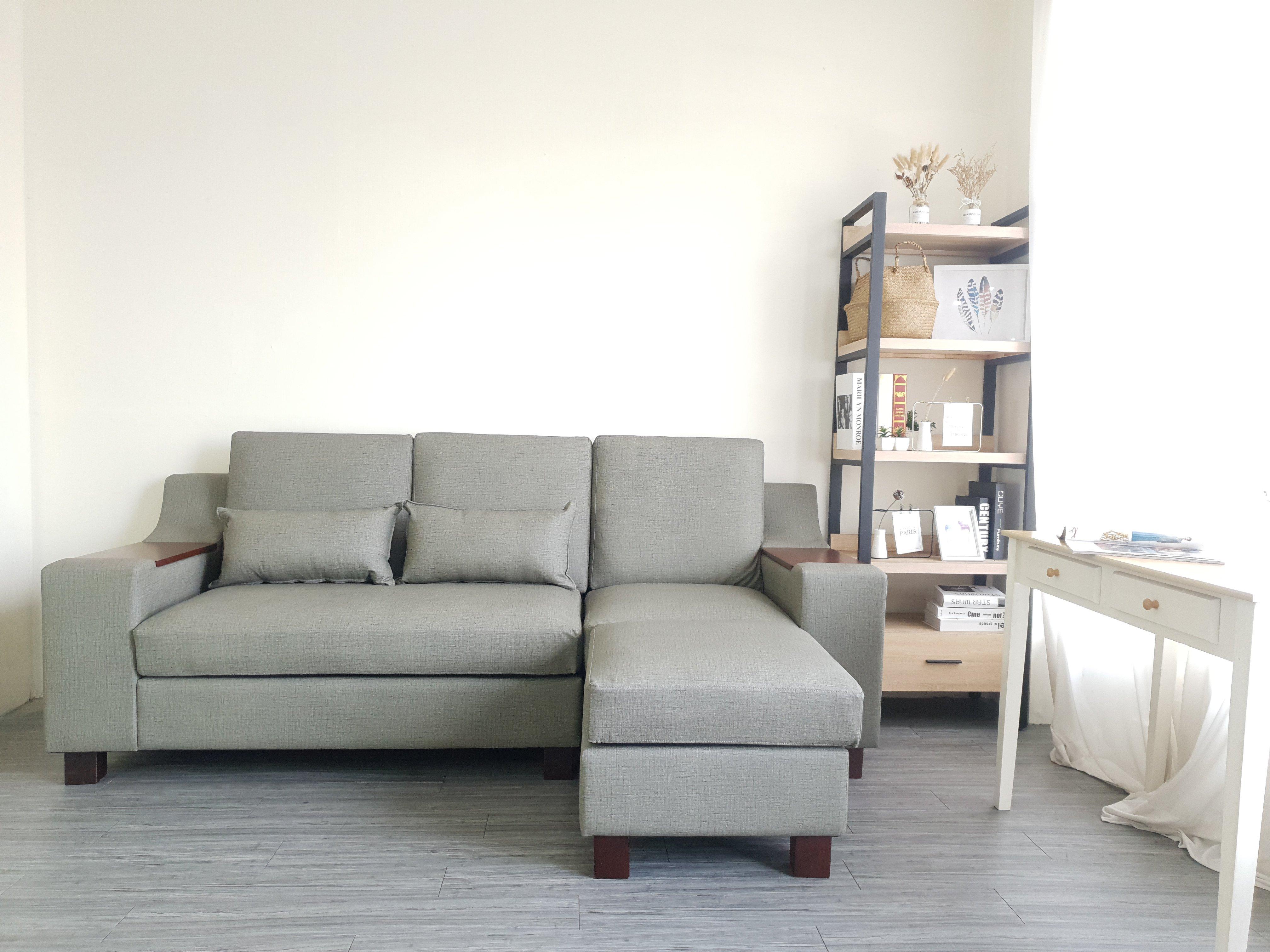 Sofa bed góc L Juno sofa màu xám, kem, xanh dương