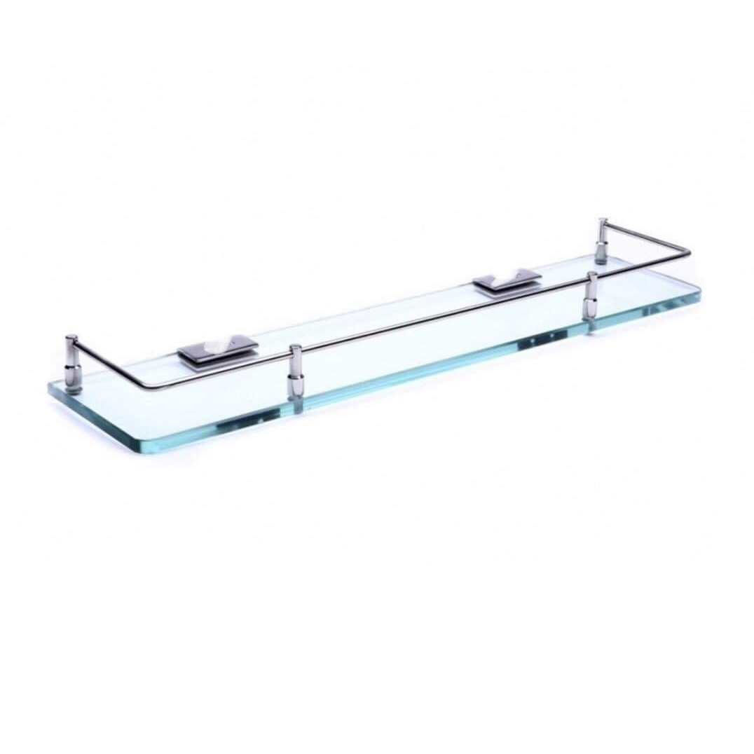 Kệ kính nhà tắm inox 304, chân được tiện Lục Bình rất đẹp.