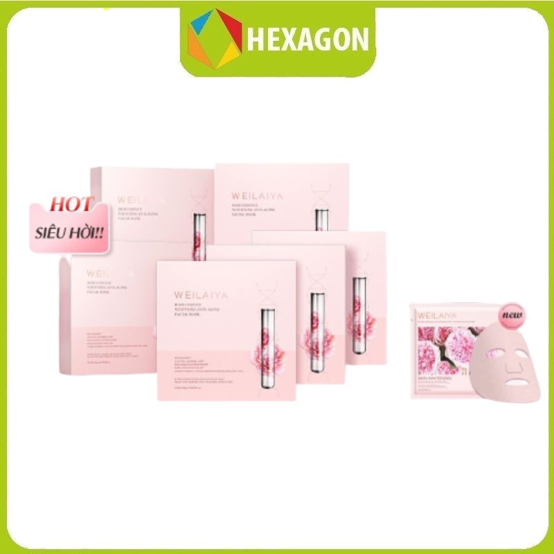 Combo 6 hộp Mặt nạ trắng da hồng vạn cánh Weilaiya  - Weilaiya Rose Essence Whitening Anti-aging Facial Mask (Hộp 10 miếng)