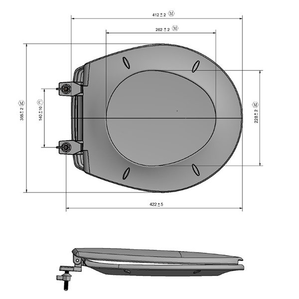 Nắp nhựa mũi tròn dùng cho bồn cầu American Standard nắp rơi tự do SCVN3900-WT(No.39)